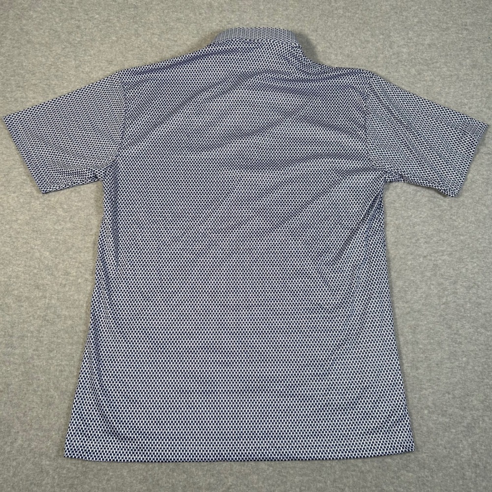 Collars & Co Polo Shirt Men M Blue‎ White Geometric Print Dress Collar NEW NWOT - Picture 3 of 7